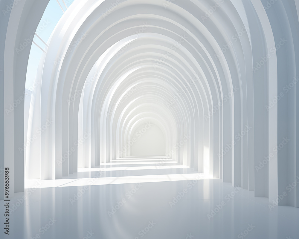 Walkway to a modern white foyer. Abstract image. Walkway to a modern white foyer. Abstract image.