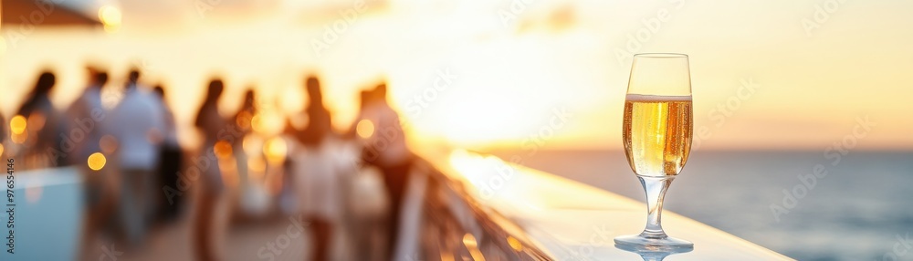 Enjoying a sunset toast with a glass of champagne on a luxury yacht, perfect for capturing memorable moments at sea.