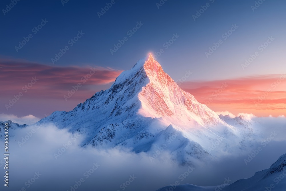 Majestic Snowy Mountain Peak at Sunset with Golden Glow, a breathtaking landscape with a snowy peak illuminated by the setting sun, creating a mesmerizing golden glow, representing beauty, serenity, n Majestic Snowy Mountain Peak at Sunset with Golden Glow, a breathtaking landscape with a snowy peak illuminated by the setting sun, creating a mesmerizing golden glow, representing beauty, serenity, n