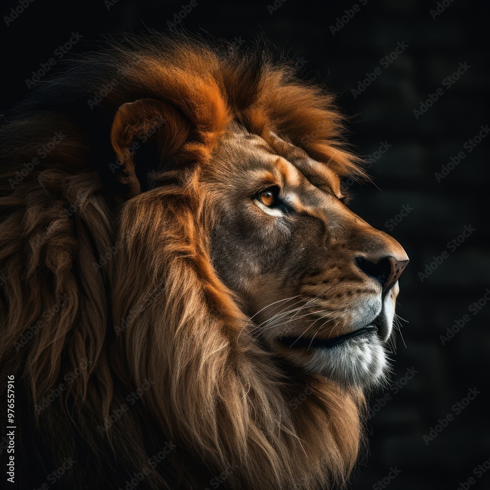 Naklejka premium Majestic Lion Portrait in Profile