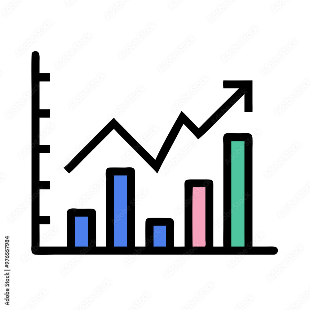 Stock market graph icon vector Stock market graph icon vector