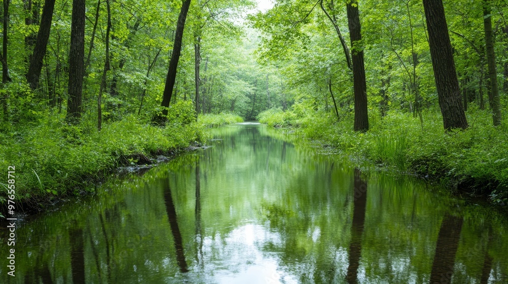 Serene stream meandering through a lush forest, symbolizing peace, tranquility, nature, beauty, and serenity. Serene stream meandering through a lush forest, symbolizing peace, tranquility, nature, beauty, and serenity.