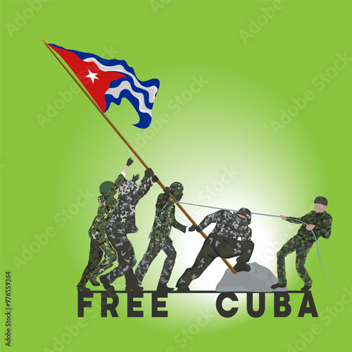 Union of soldiers, supporting each other to raise the flag of free Cuba.