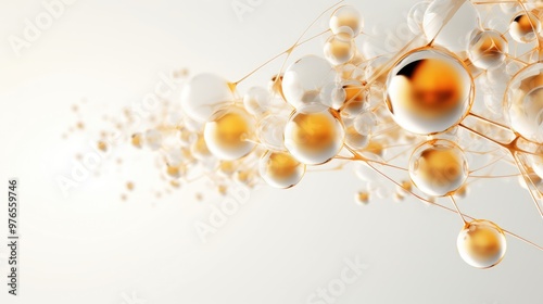 Wallpaper Mural Abstract 3D illustration of connected golden spheres on white background. Torontodigital.ca