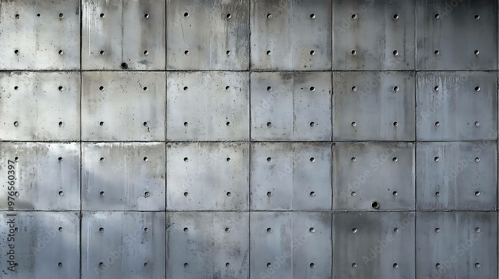 Close up of a gray concrete wall with holes. Close up of a gray concrete wall with holes.