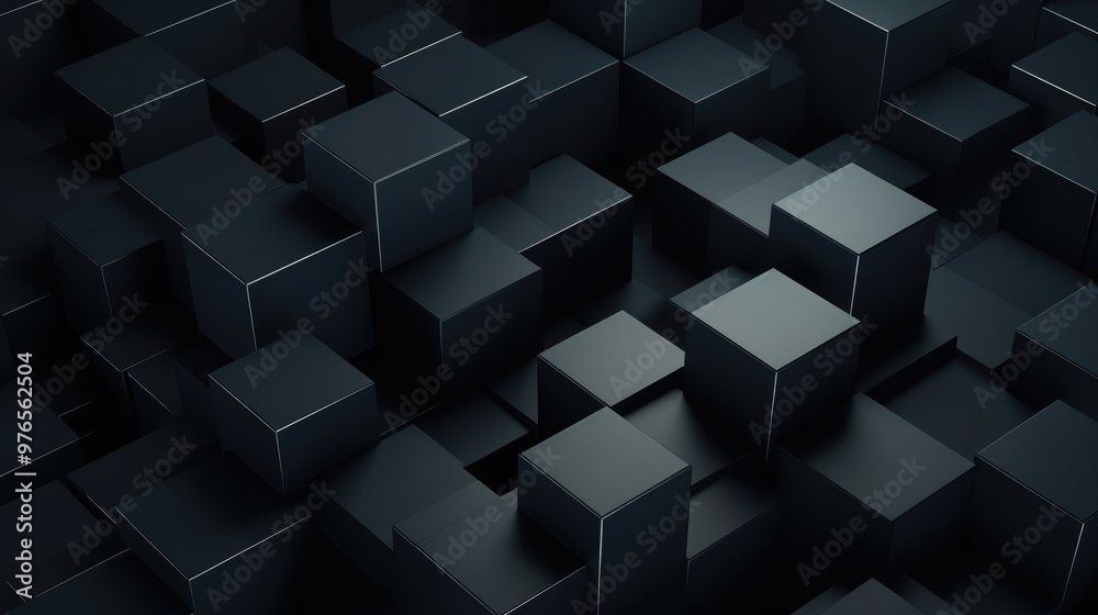 Abstract background of black cubes with a three-dimensional effect. Abstract background of black cubes with a three-dimensional effect.