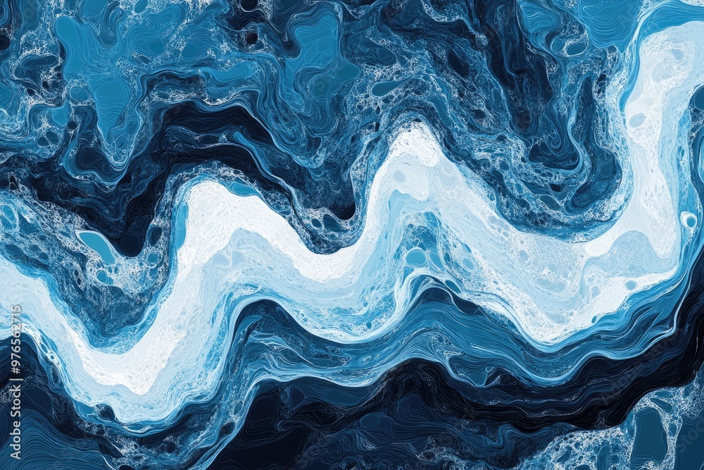 Obraz premium Abstract Blue and White Marble Texture Background with Fluid Swirling Patterns