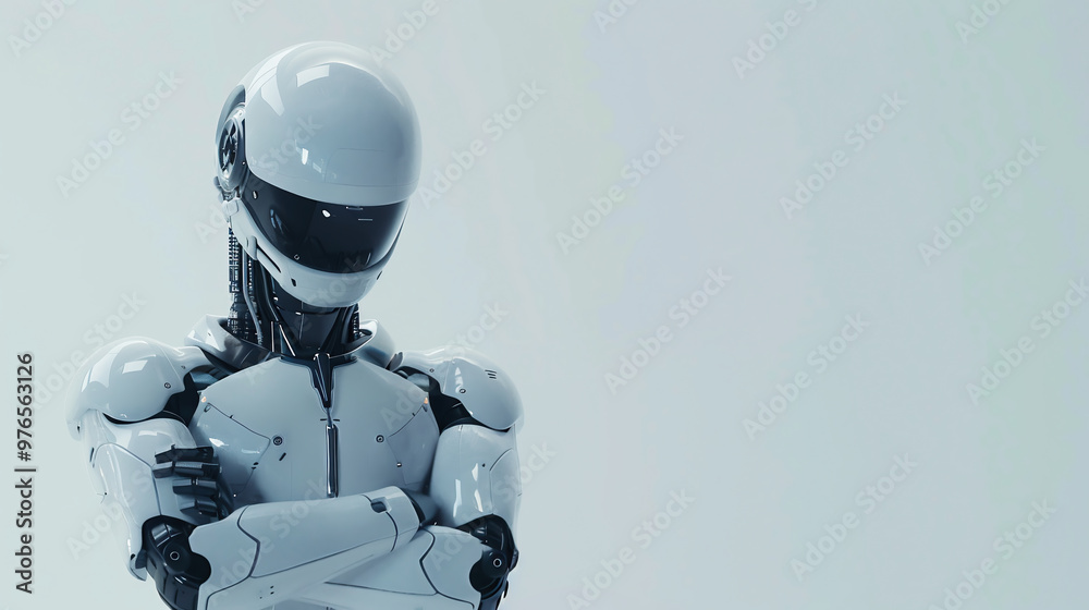 Fototapeta premium 腕組みロボット一Generative AI
