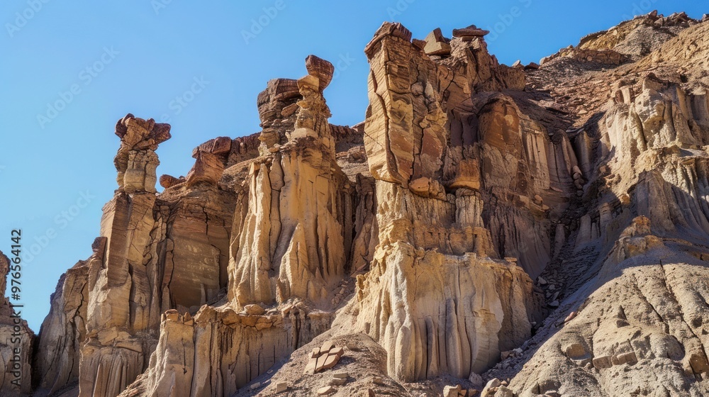 Fototapeta premium A close-up of unique rock formations in the desert mountains