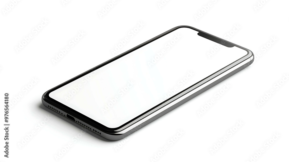Silver smartphone with a white screen, isolated on a white background. Silver smartphone with a white screen, isolated on a white background.