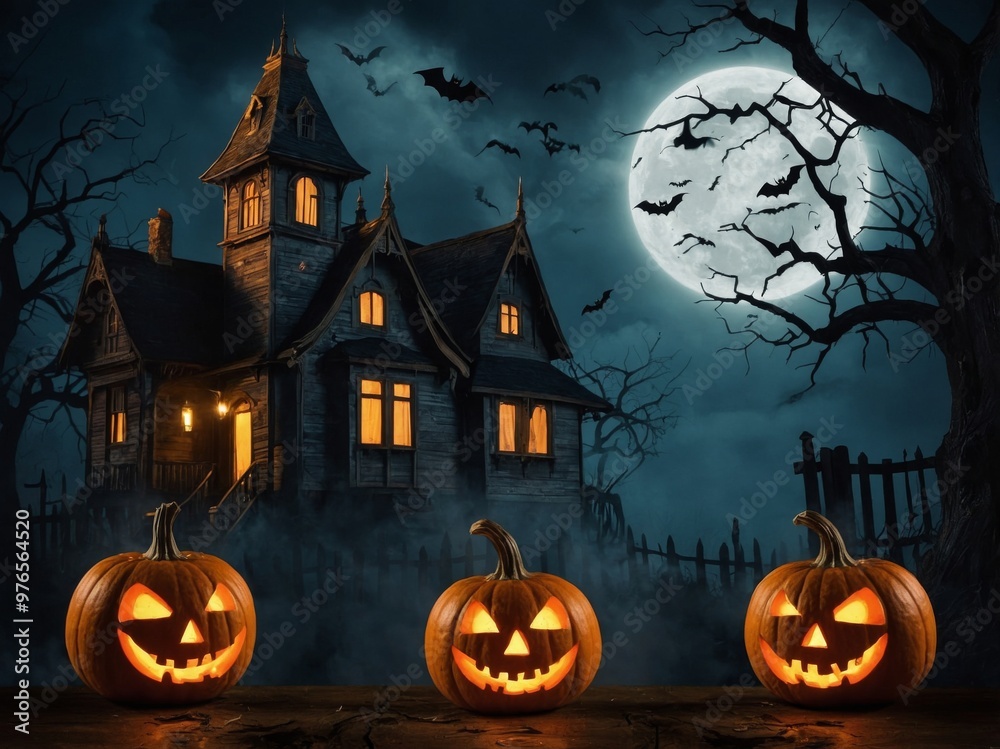 halloween background with house halloween background with house