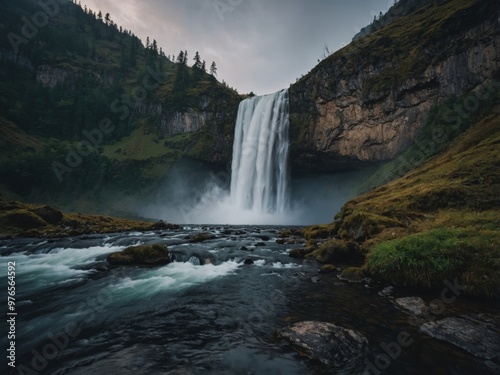 waterfall in the mountains