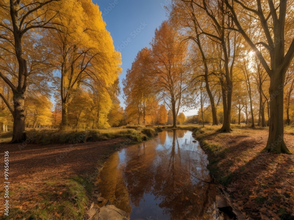 Naklejka premium autumn in the city park