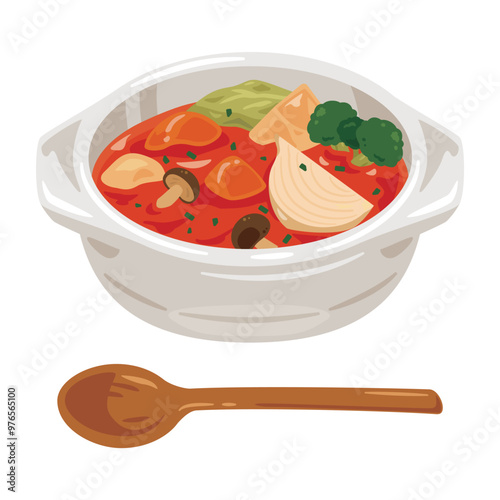 皿に盛られたミネストローネ