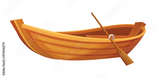 Wooden boat vector cartoon illustration isolated on white background