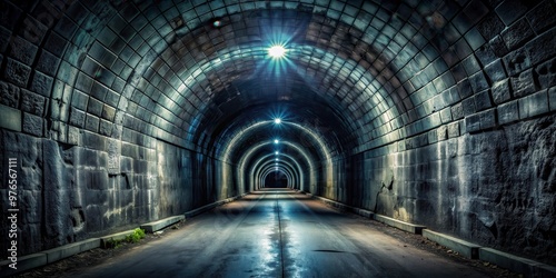 Dark and eerie of a tunnel , scary, mysterious, underground, depth, creepy, spooky, abstract, perspective