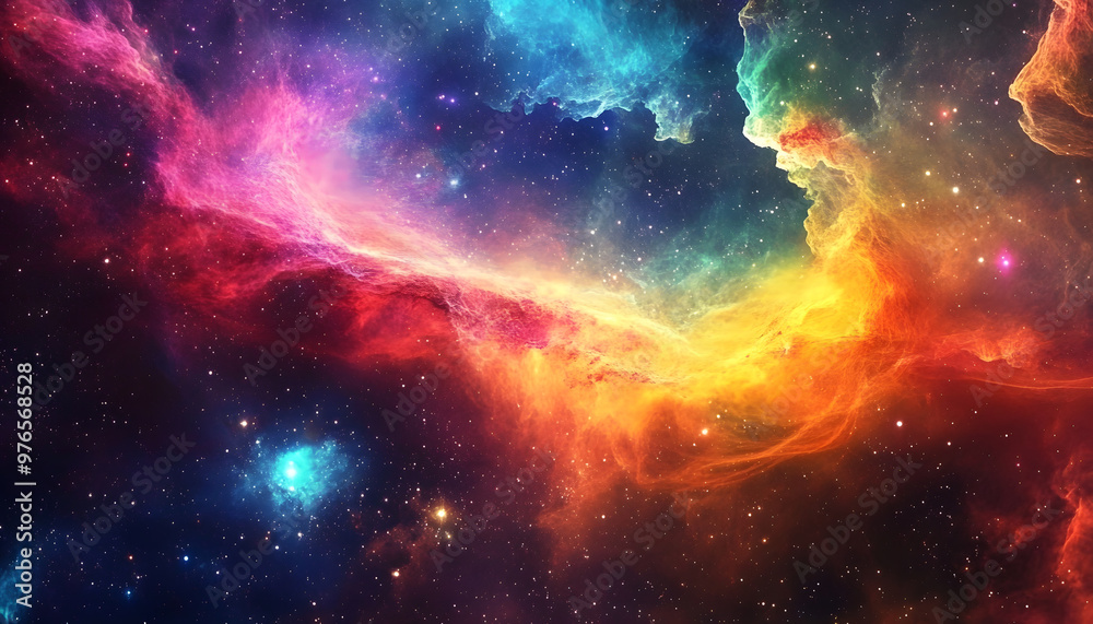 Fototapeta premium A vibrant, colorful galaxy with swirling stars and nebulae, evoking a sense of cosmic wonder.