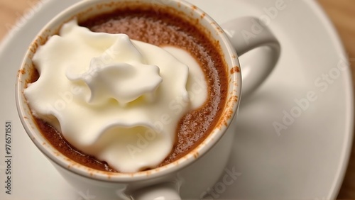 A cup of rich creamy hot cocoa with_