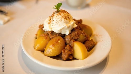 A dish of baked apples with cinnamon and_