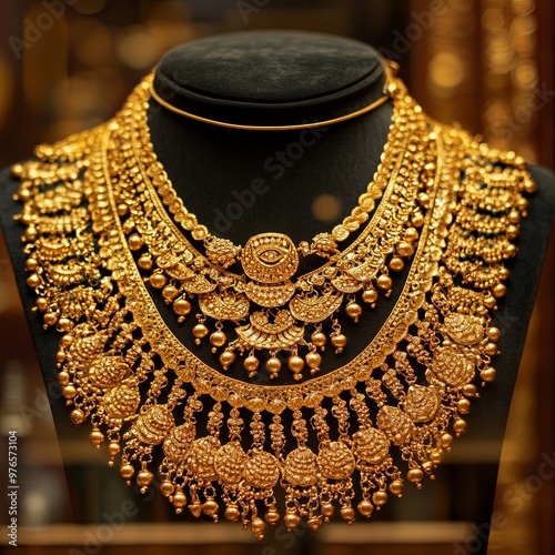 Traditional Indian Gold Jewelery Necklace.