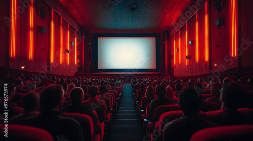 Movie Theatre Photo - Audience, Movie, Cinema, Seats, Screen, Theater, Red, Dark, Entertainment, Film photo