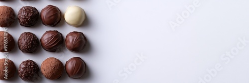Wallpaper Mural A visually appealing arrangement of assorted chocolate truffles in neat rows, showcasing different flavors and textures, symbolizing indulgence, variety, and artisanal craftsmanship. Torontodigital.ca