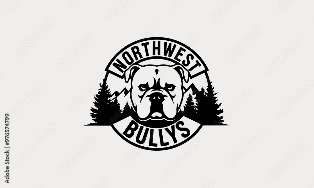 Bold bulldog mascot logo for Northwest Bullies breeders Bold bulldog mascot logo for Northwest Bullies breeders