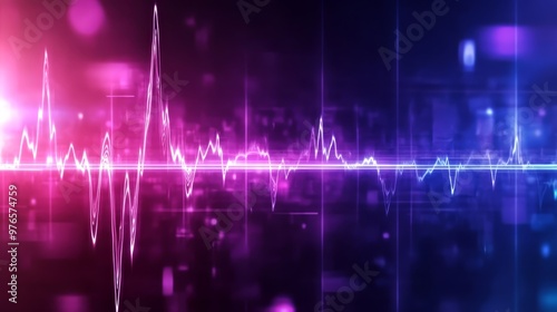 Abstract Purple and Blue Heartbeat Line Background