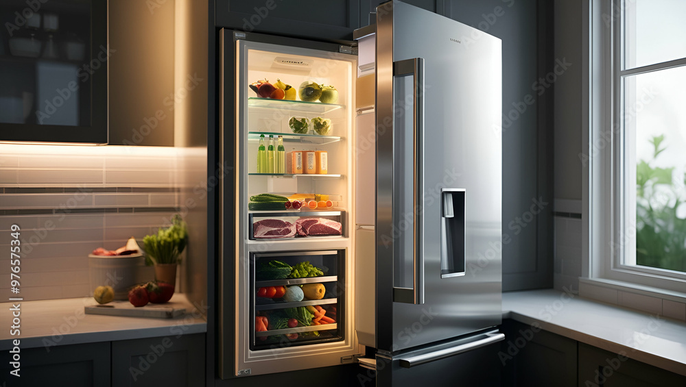 Modern Fridge ai generative Modern Fridge ai generative