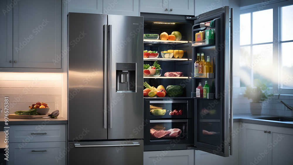 Modern Fridge ai generative Modern Fridge ai generative