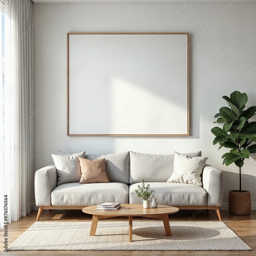 Interior of modern living room with white walls, wooden floor, Interior of modern living room with white walls, wooden floor,
