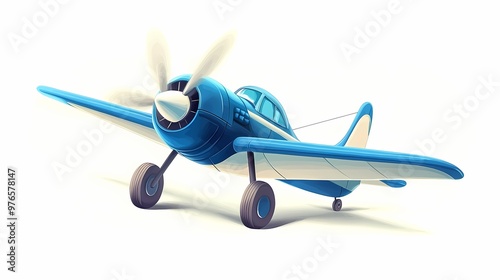 A Charming Cartoon Airplane with Blue Fuselage and White Wings Ready for Imagination's Flight Up into the Skies of Adventure