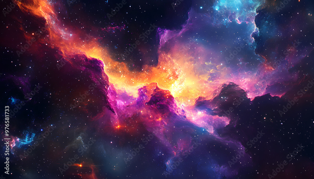Obraz premium A vibrant, colorful galaxy with swirling stars and nebulae, evoking a sense of cosmic wonder.