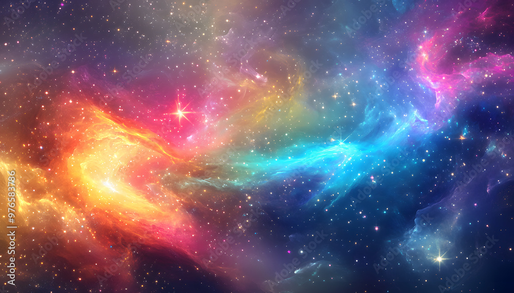 Obraz premium A vibrant, colorful galaxy with swirling stars and nebulae, evoking a sense of cosmic wonder.