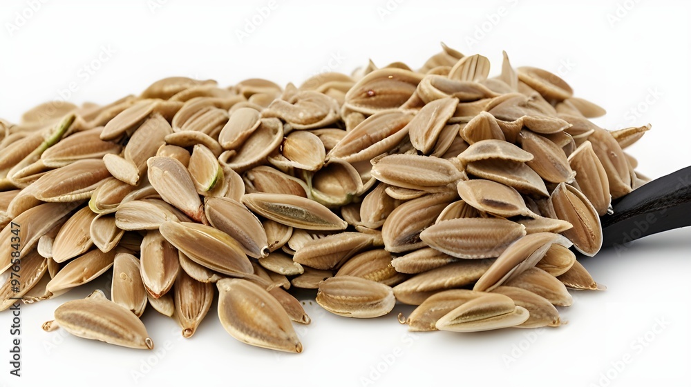 Full depth of field, isolated sunflower seed on white background Full depth of field, isolated sunflower seed on white background