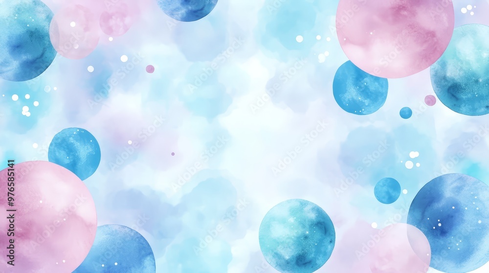 Abstract Watercolor Background with Blue and Pink Circles Abstract Watercolor Background with Blue and Pink Circles