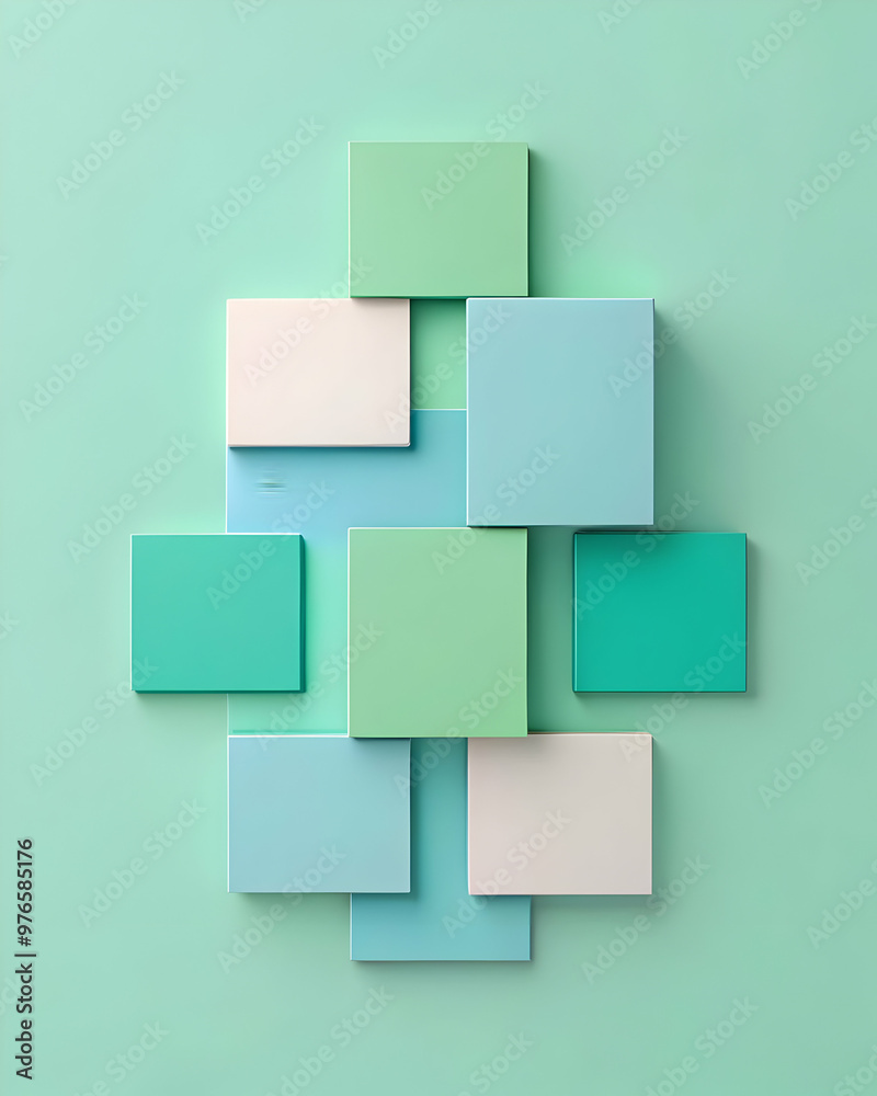Abstract Geometric Shapes: A mesmerizing array of pastel-hued squares and rectangles, layered and overlapping to create a captivating abstract composition. Their soft, muted tones and subtle textures Abstract Geometric Shapes: A mesmerizing array of pastel-hued squares and rectangles, layered and overlapping to create a captivating abstract composition. Their soft, muted tones and subtle textures