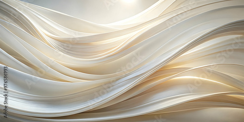 Abstract Swirling Light: A mesmerizing, abstract background featuring smooth, undulating white and golden curves illuminated by a warm glow. The dynamic and flowing lines evoke a sense of movement, gr