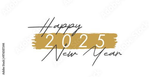 Happy New Year 2025 text, lettering design