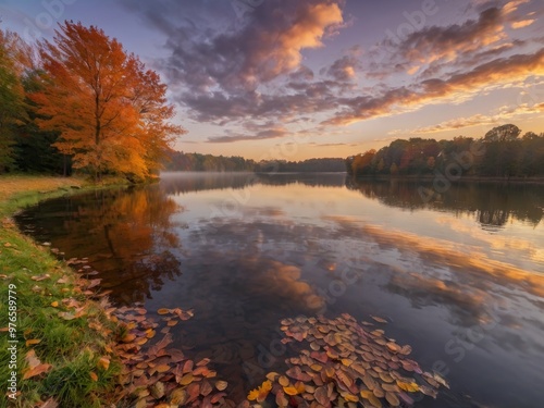 autumn landscape with lake photo