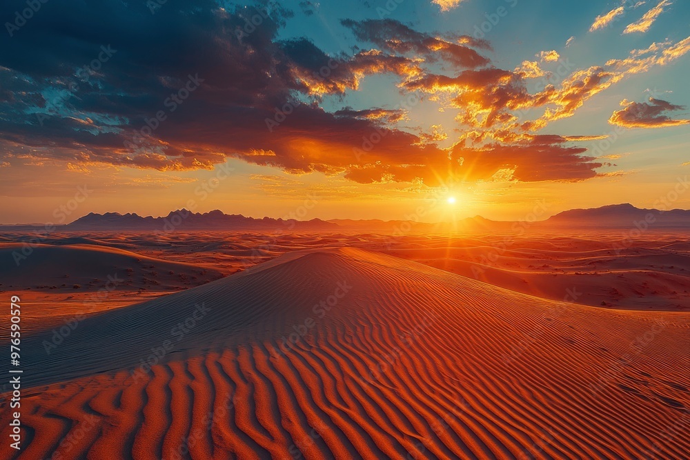 Sunset over the desert of Saudi Arabia wide view, ai Sunset over the desert of Saudi Arabia wide view, ai