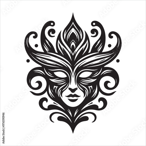 Fantasy mask vector illustration silhouette