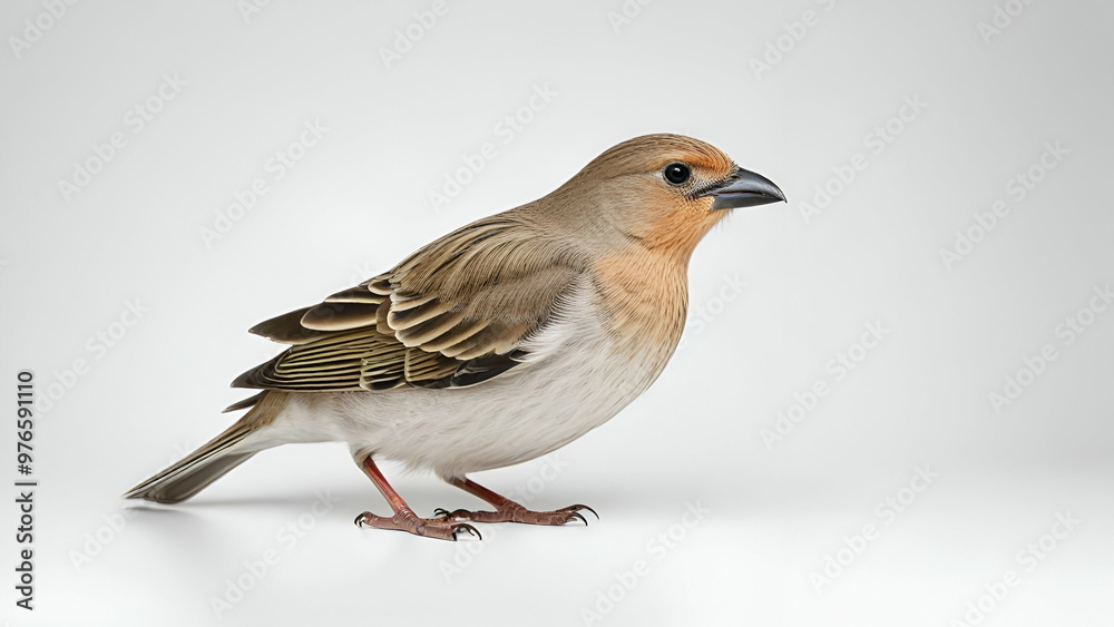 Tit bird sitting dried tree on isolated white background, Tit bird sitting dried tree on isolated white background,