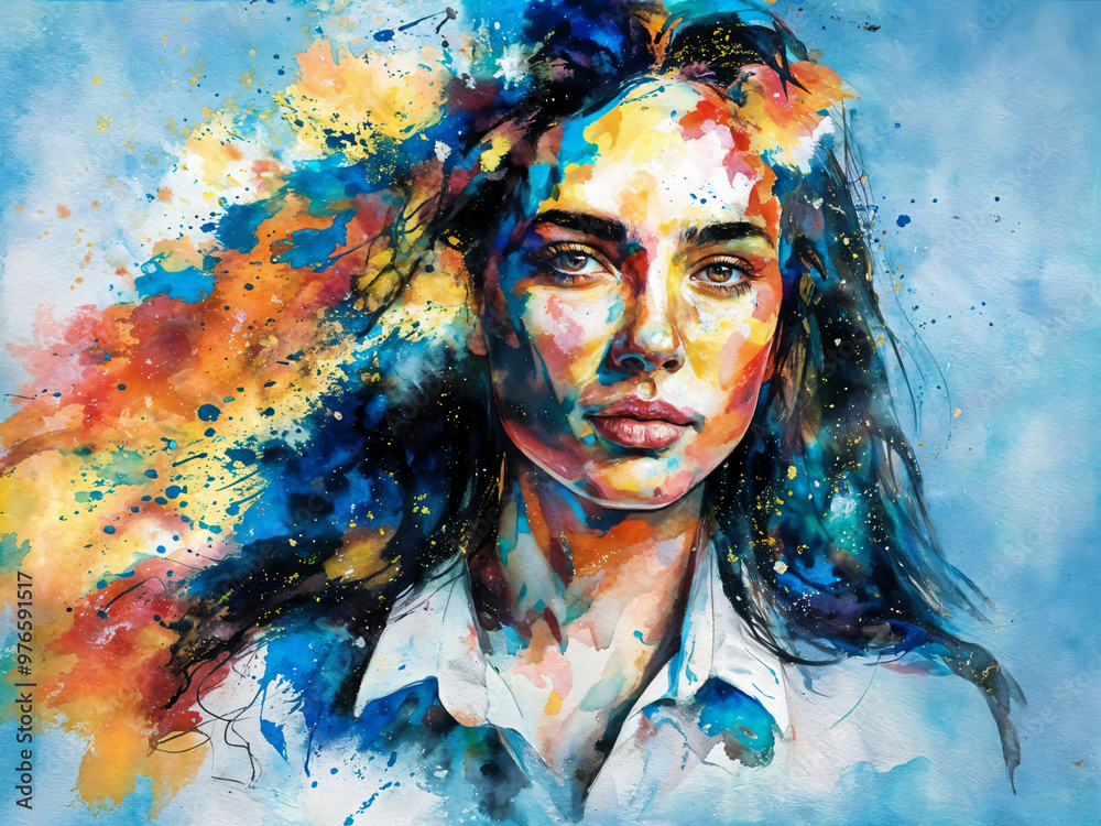 Sensual beautiful woman trendy artwork. Surreal apricot vivid portrait, fashionable painting pop art illustration for printing on fabric or paper Sensual beautiful woman trendy artwork. Surreal apricot vivid portrait, fashionable painting pop art illustration for printing on fabric or paper
