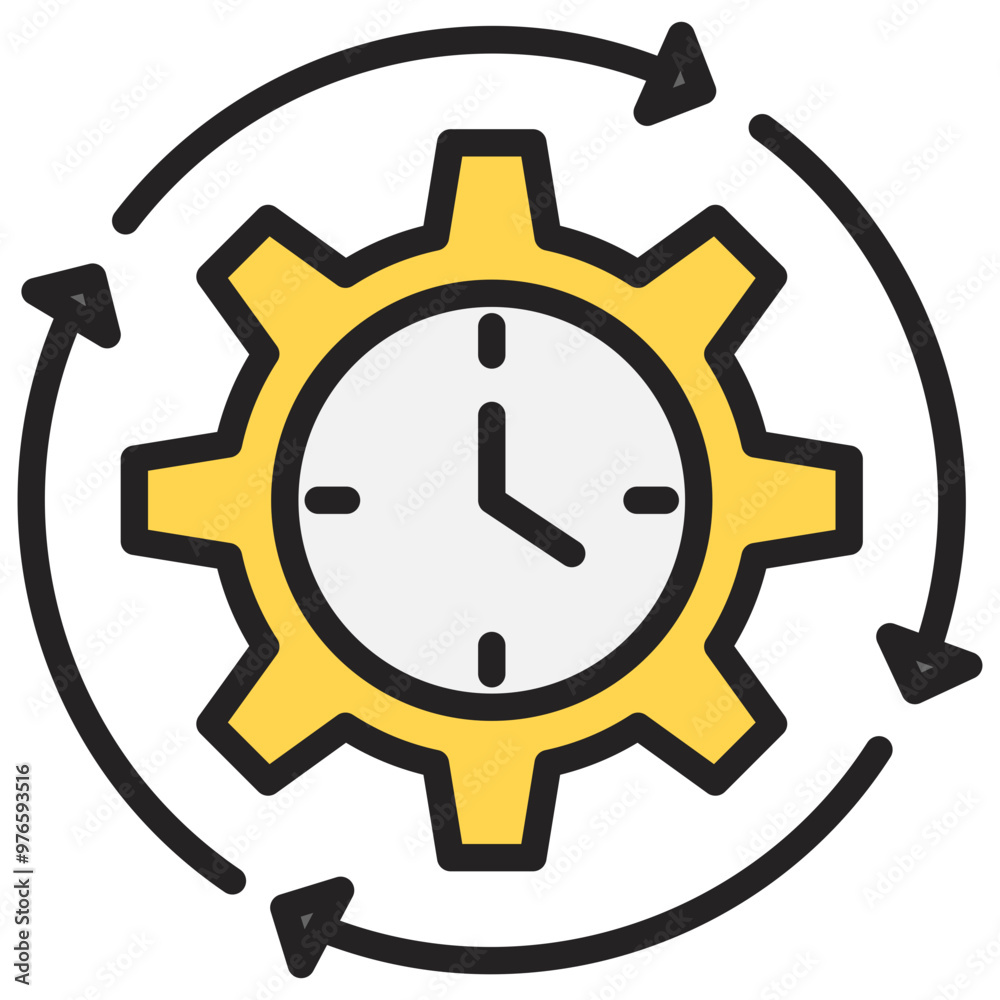 Time management icon with line color style Time management icon with line color style