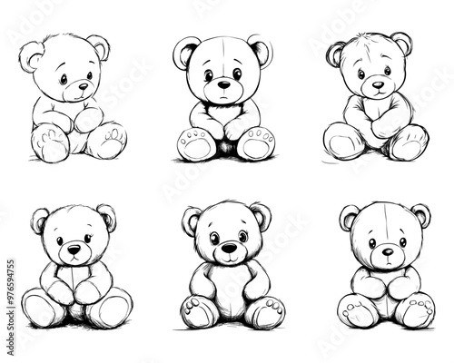 Bear doll icon outline flat design vector. Teddy bear icon outline
