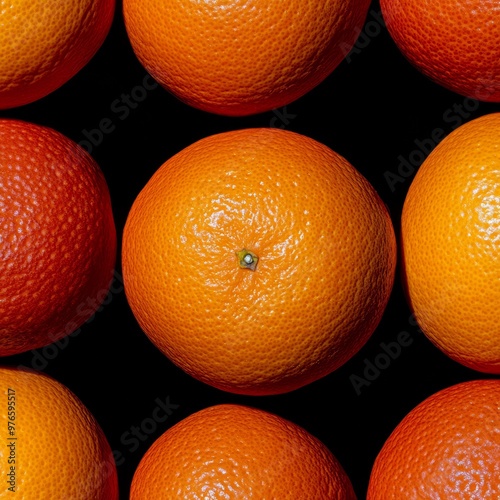 A cinematicstyle photograph of an orange fruit with smooth folded texture placed in a cluster of fruits in shades of burnt orange copper and coral The fruits are arranged closely together with minimal photo