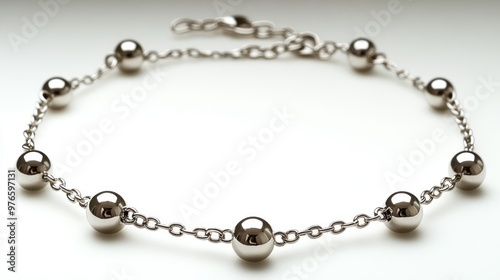 Wallpaper Mural A silver bracelet featuring spherical beads linked by chain. Torontodigital.ca