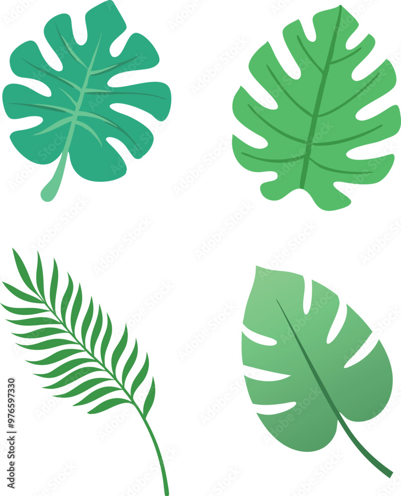 Illustration jungle leaf plant flat art element Illustration jungle leaf plant flat art element