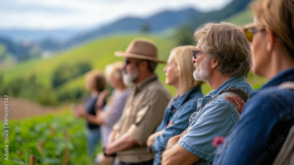 Group of older adults learning about biodynamic farming Group of older adults learning about biodynamic farming